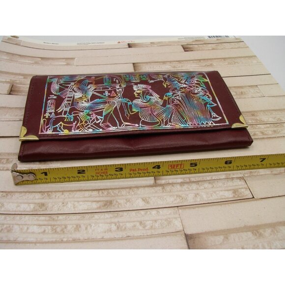 Egyptian Pharoah Embossed Iridescent Bi-Fold Wallet Made in Egypt Vegan Leather - Picture 11 of 13